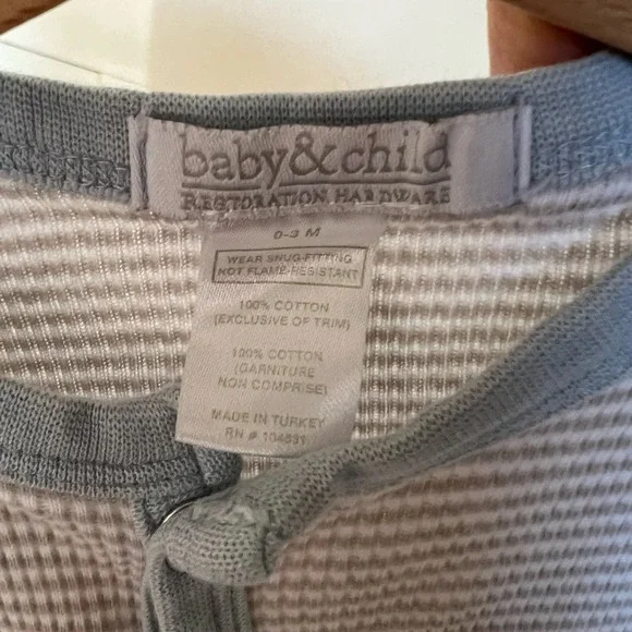 Restoration Hardware baby & child striped convertible gown to footless one-piece